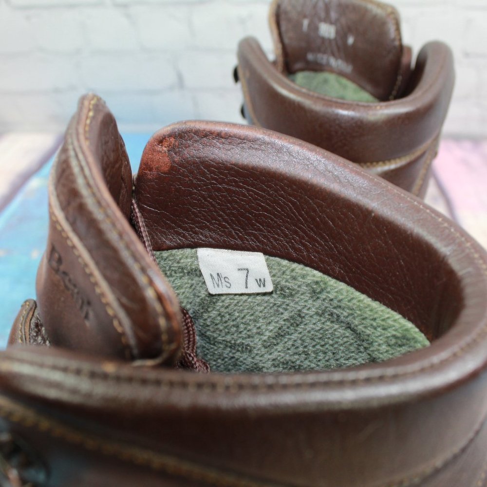 LL BEAN Cresta Brown Leather WP Vibram Sole Hiking Ankle Boots Size 7 W - Picture 6 of 9